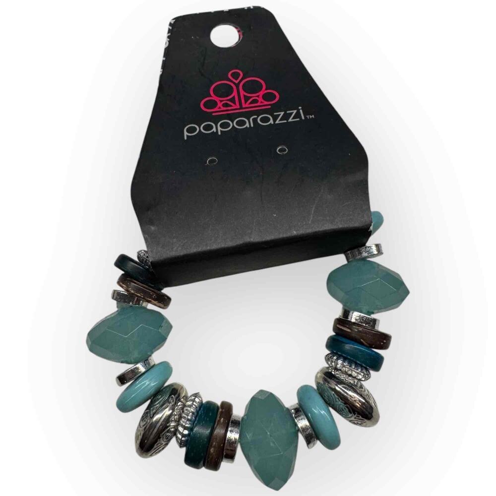NWT Paparazzi Stretch One Size Blue Mixed Women’s Bracelet - Picture 4 of 4
